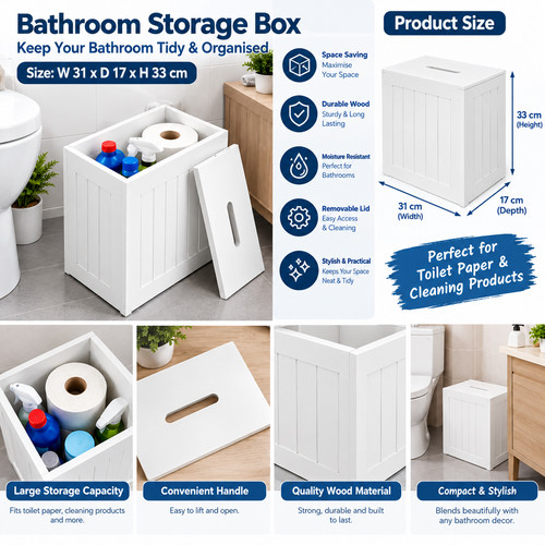 Wooden bathroom storage box - bathroom,