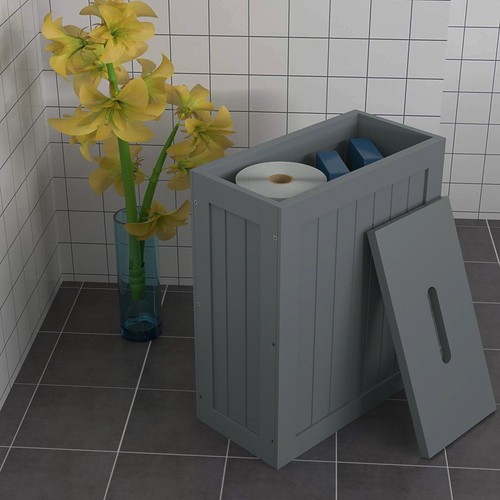 Grey wooden bathroom storage - wooden,