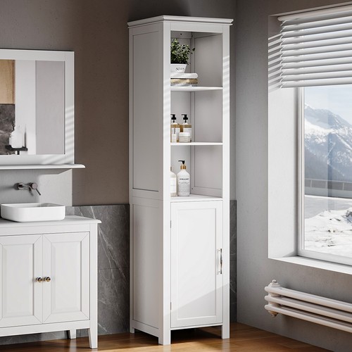 White bathroom storage cabinet - white,