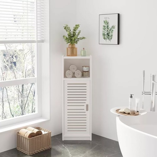 White bathroom floor storage - bathroom,